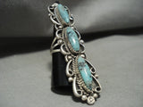 Rare Apache Turquoise Towering Navajo Native American Jewelry Silver Ring-Nativo Arts