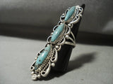 Rare Apache Turquoise Towering Navajo Native American Jewelry Silver Ring-Nativo Arts