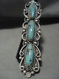 Rare Apache Turquoise Towering Navajo Native American Jewelry Silver Ring-Nativo Arts