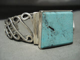 Rare Apache Turquoise Vintage Navajo 'Infinity Sign' Native American Jewelry Silver Bracelet-Nativo Arts