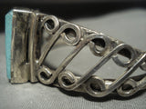 Rare Apache Turquoise Vintage Navajo 'Infinity Sign' Native American Jewelry Silver Bracelet-Nativo Arts