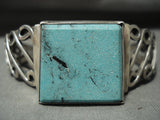 Rare Apache Turquoise Vintage Navajo 'Infinity Sign' Native American Jewelry Silver Bracelet-Nativo Arts