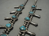Rare Basalt Turquoise Vintage Navajo Native American Jewelry Silver Squash Blossom Necklace Old-Nativo Arts
