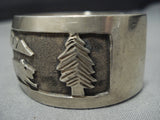 Rare Bear And Cub Vintage Navajo Sterling Silver Native American Jewelry Cuff Bracelet-Nativo Arts