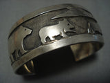 Rare Bear And Cub Vintage Navajo Sterling Silver Native American Jewelry Cuff Bracelet-Nativo Arts