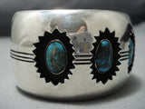 Rare!! Bisbee Turquoise Vintage Native American Jewelry Navajo Sterling Silver Channel Bracelet Old-Nativo Arts