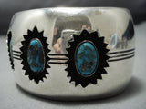Rare!! Bisbee Turquoise Vintage Native American Jewelry Navajo Sterling Silver Channel Bracelet Old-Nativo Arts