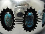 Rare!! Bisbee Turquoise Vintage Native American Jewelry Navajo Sterling Silver Channel Bracelet Old-Nativo Arts