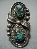 Rare Bisbee Turquoise Vintage Native American Jewelry Navajo Sterling Silver Ring-Nativo Arts