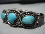 Rare Bisbee Turquoise Vintage Native American Navajo Sterling Silver Bracelet Old Cuff-Nativo Arts