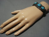 Rare Bisbee Turquoise Vintage Native American Navajo Sterling Silver Bracelet Old Cuff-Nativo Arts