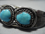 Rare Bisbee Turquoise Vintage Native American Navajo Sterling Silver Bracelet Old Cuff-Nativo Arts