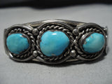 Rare Bisbee Turquoise Vintage Native American Navajo Sterling Silver Bracelet Old Cuff-Nativo Arts