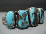 Rare!! Bisbee Turquoise Vintage Navajo Native American Jewelry jewelry Nakai Sterling Silver Bracelet Old-Nativo Arts