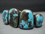 Rare!! Bisbee Turquoise Vintage Navajo Native American Jewelry jewelry Nakai Sterling Silver Bracelet Old-Nativo Arts
