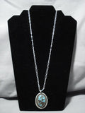 Rare Bisbee Turquoise Vintage Navajo Sterling Silver Native American Necklace-Nativo Arts
