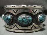 Rare Blue Creek Turquoise Vintage Navajo Native American Jewelry Silver Bracelet Old- for lyn-Nativo Arts