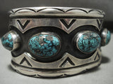Rare Blue Creek Turquoise Vintage Navajo Native American Jewelry Silver Bracelet Old- for lyn-Nativo Arts