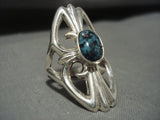 Rare **blue Diamond Turquoise** Navajo Native American Jewelry Silver Thorn Ring-Nativo Arts