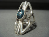 Rare **blue Diamond Turquoise** Navajo Native American Jewelry Silver Thorn Ring-Nativo Arts