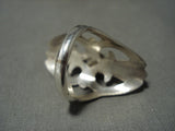 Rare **blue Diamond Turquoise** Navajo Native American Jewelry Silver Thorn Ring-Nativo Arts