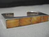 Rare Contemporist Vintage Native American Jewelry Navajo Orange Shell Sterling Silver Bracelet-Nativo Arts