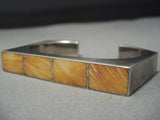 Rare Contemporist Vintage Native American Jewelry Navajo Orange Shell Sterling Silver Bracelet-Nativo Arts