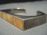 Rare Contemporist Vintage Native American Jewelry Navajo Orange Shell Sterling Silver Bracelet-Nativo Arts