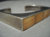Rare Contemporist Vintage Native American Jewelry Navajo Orange Shell Sterling Silver Bracelet-Nativo Arts