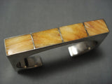 Rare Contemporist Vintage Native American Jewelry Navajo Orange Shell Sterling Silver Bracelet-Nativo Arts