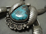 Rare Crow Spings Turquoise Vintage Navajo Native American Jewelry Silver Necklace-Nativo Arts