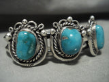 Rare **cyprus Sierrita Turquoise'' Vintage Navajo Native American Jewelry Silver Bracelet-Nativo Arts