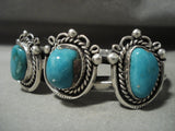 Rare **cyprus Sierrita Turquoise'' Vintage Navajo Native American Jewelry Silver Bracelet-Nativo Arts