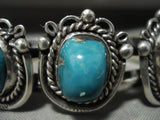 Rare **cyprus Sierrita Turquoise'' Vintage Navajo Native American Jewelry Silver Bracelet-Nativo Arts