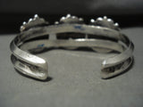 Rare **cyprus Sierrita Turquoise'' Vintage Navajo Native American Jewelry Silver Bracelet-Nativo Arts