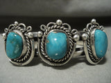Rare **cyprus Sierrita Turquoise'' Vintage Navajo Native American Jewelry Silver Bracelet-Nativo Arts