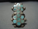 Rare Dishta Vintage Zuni Turquoise Sterling Silver Native American Ring Old-Nativo Arts