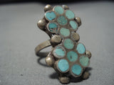 Rare Dishta Vintage Zuni Turquoise Sterling Silver Native American Ring Old-Nativo Arts