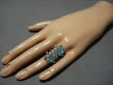 Rare Dishta Vintage Zuni Turquoise Sterling Silver Native American Ring Old-Nativo Arts
