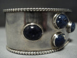 Rare Domed Lapis Vintage Native American Jewelry Navajo Sterling Silver Bracelet Old Cuff-Nativo Arts