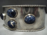 Rare Domed Lapis Vintage Native American Jewelry Navajo Sterling Silver Bracelet Old Cuff-Nativo Arts
