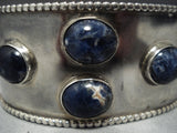 Rare Domed Lapis Vintage Native American Jewelry Navajo Sterling Silver Bracelet Old Cuff-Nativo Arts