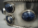 Rare Domed Lapis Vintage Native American Jewelry Navajo Sterling Silver Bracelet Old Cuff-Nativo Arts
