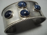 Rare Domed Lapis Vintage Native American Jewelry Navajo Sterling Silver Bracelet Old Cuff-Nativo Arts