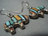 Rare Double Sided Turquoise Navajo Vintage Sterling Native American Jewelry Silver Earrings-Nativo Arts