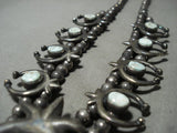 Rare Dry Creek Turquoise Vintage Navajo Native American Jewelry Silver Squash Blossom Necklace-Nativo Arts