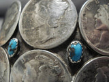 Rare! Early 1900's Coin Bisbee Turquoise Vintage Native American Navajo Sterling Silver Bracelet-Nativo Arts