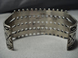 Rare Early 1900's Vintage Native American Jewelry Navajo Squared Turquoise Sterling Silver Bracelet Old-Nativo Arts