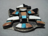 Rare Early 1900's Vintage Native American Jewelry Zuni Turquoise Sterling Silver Knifewing Pin Old-Nativo Arts