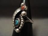Rare Early Deposit Bisbee Turquoise Vintage Navajo Native American Jewelry Silver Ring Old-Nativo Arts